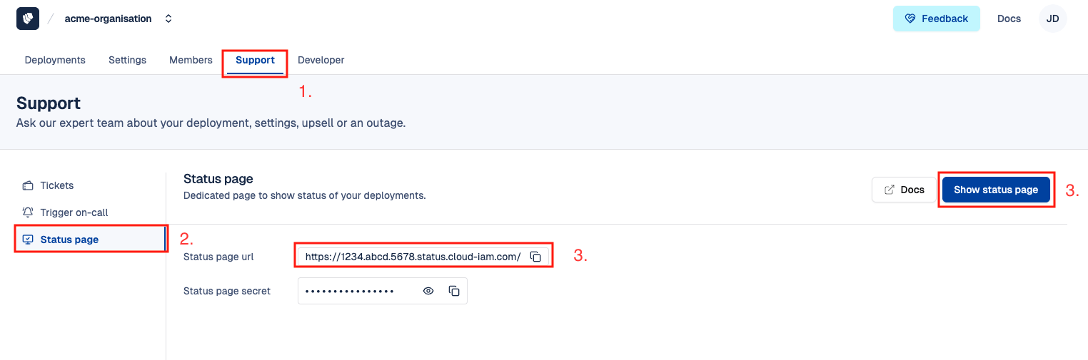 Cloud-IAM Console - Access status page