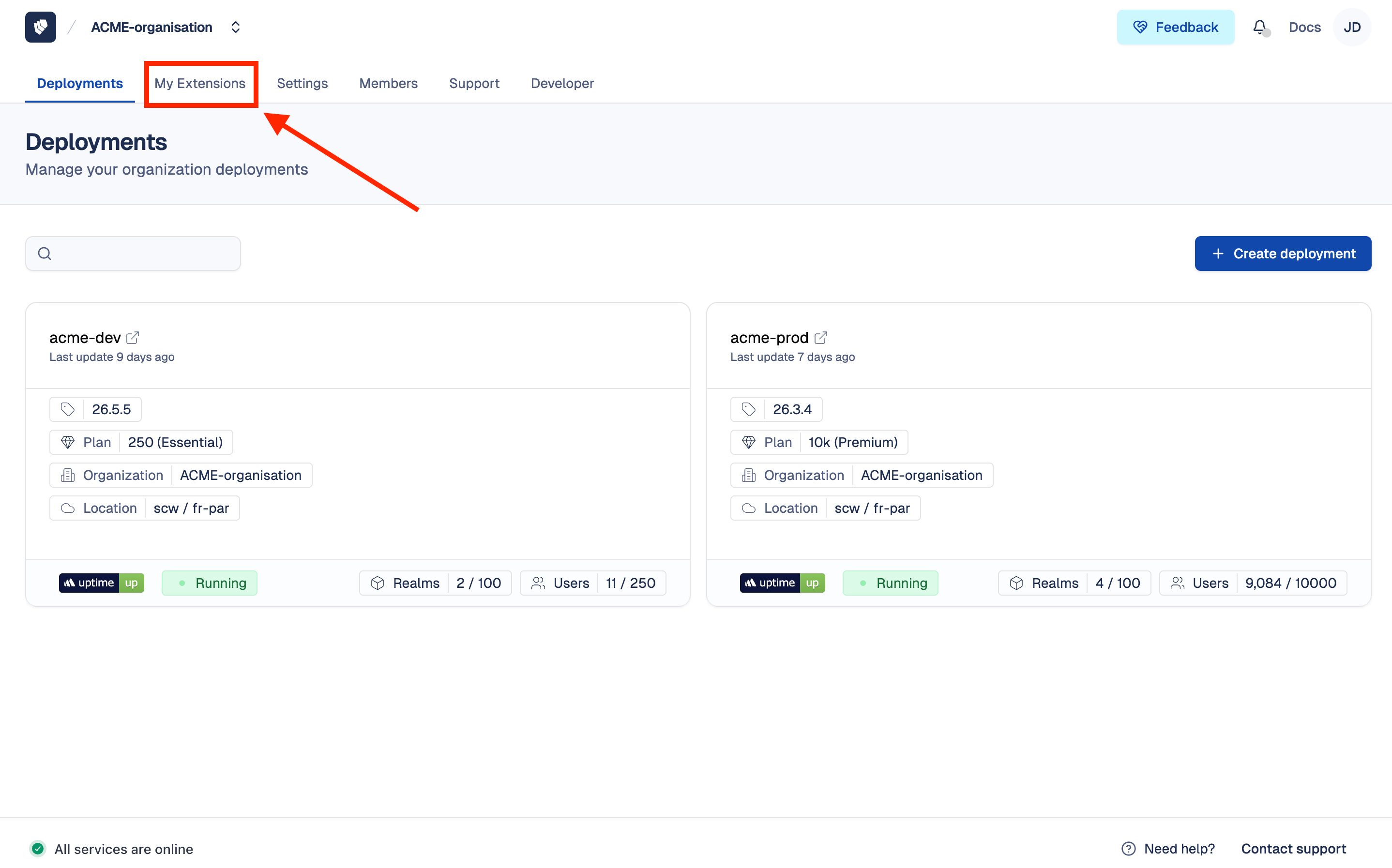 Cloud-IAM Console - Access My Extensions feature