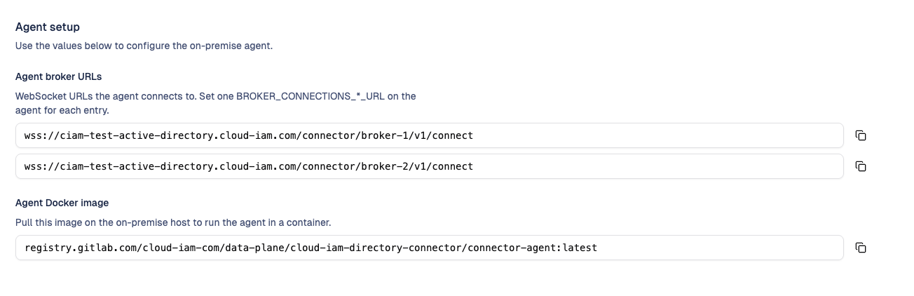 Cloud-IAM Console - Agent broker URLs block