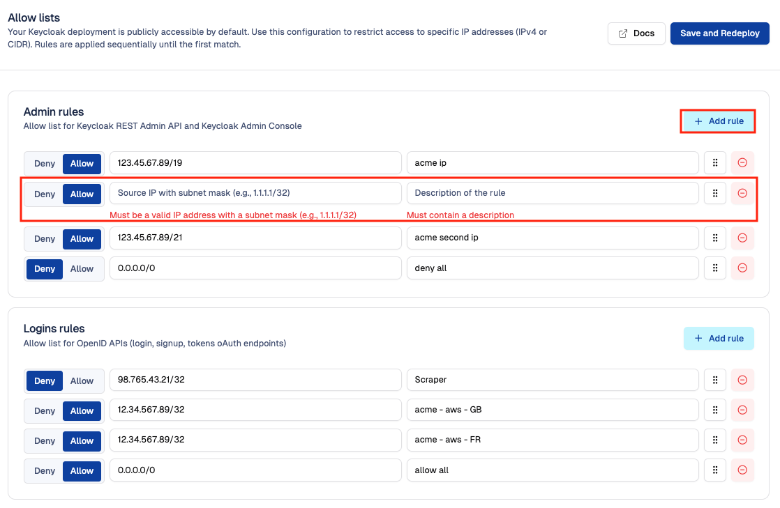 Cloud-IAM Console - Add Allow lists