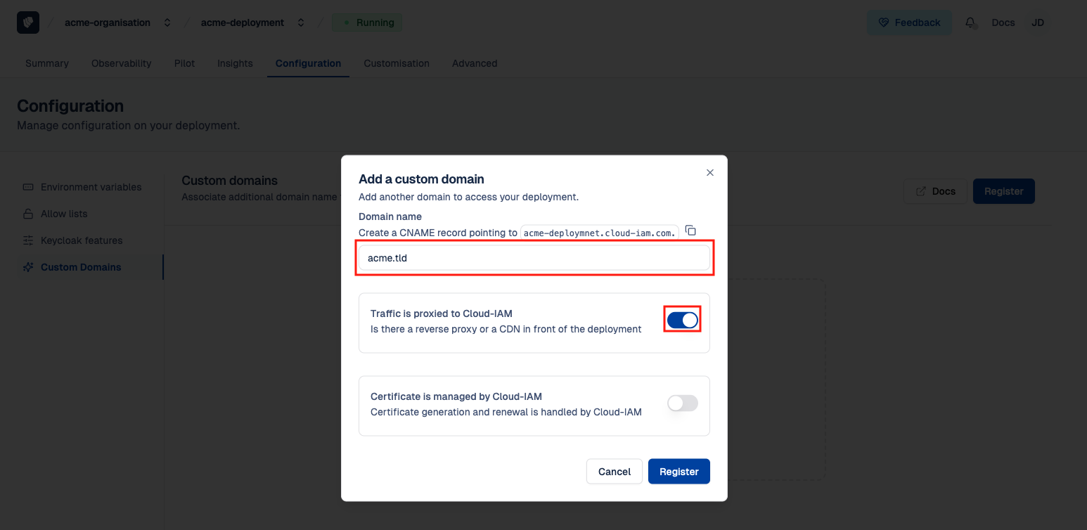Cloud-IAM Console - Add Custom-domain via proxy