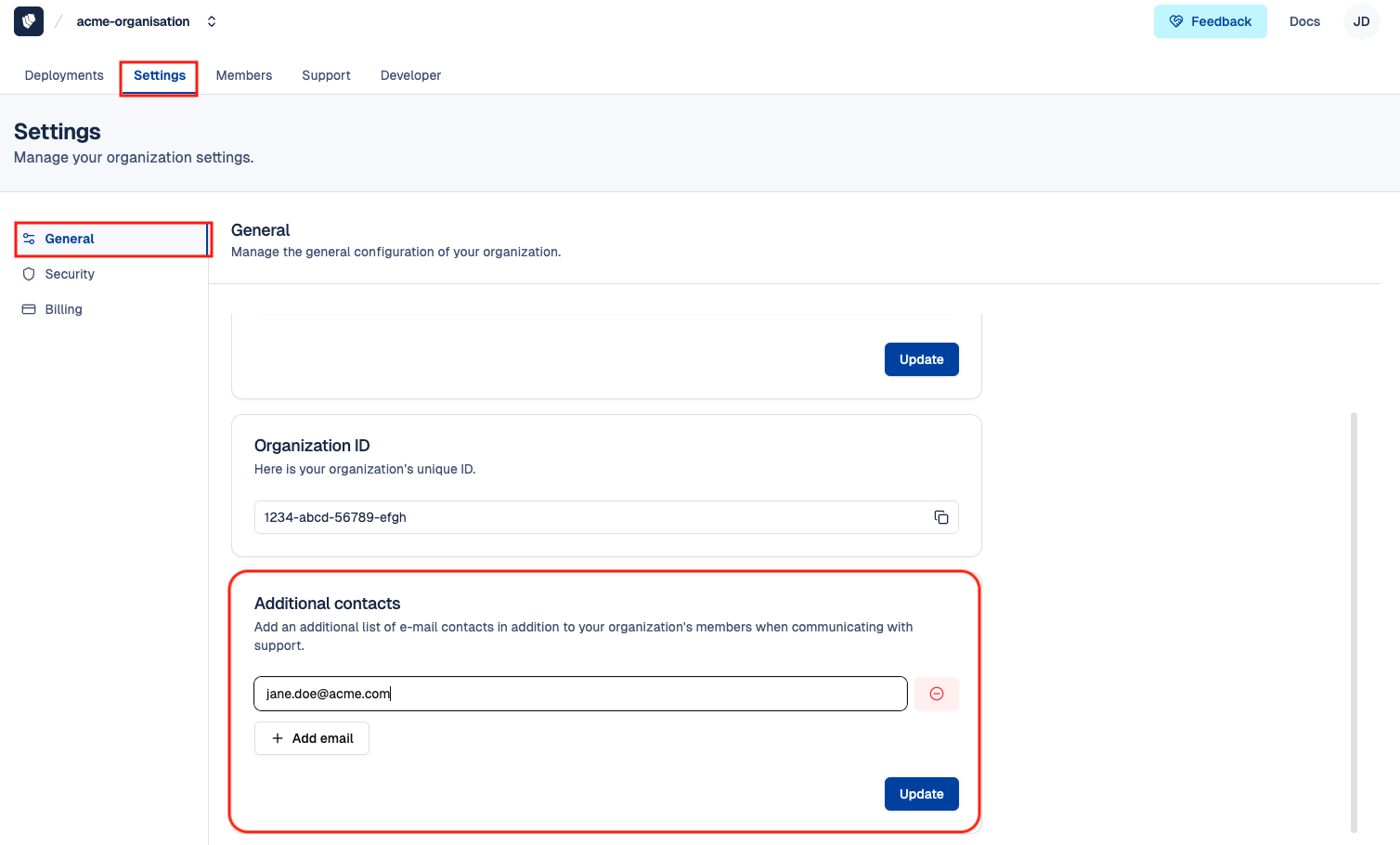 Cloud-IAM Console - Additional Contacts Account
