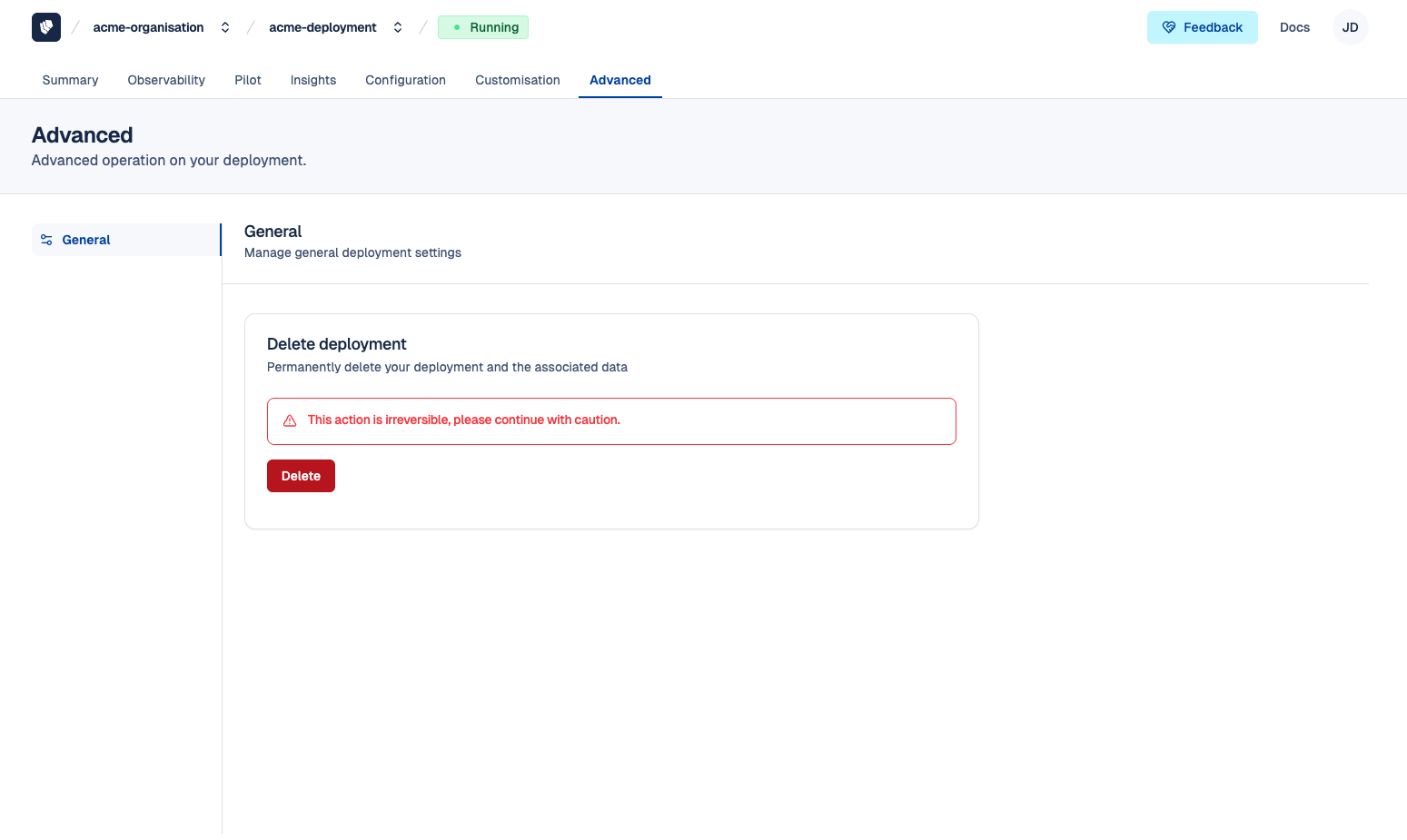 Cloud-IAM console - Deployment - Advanced