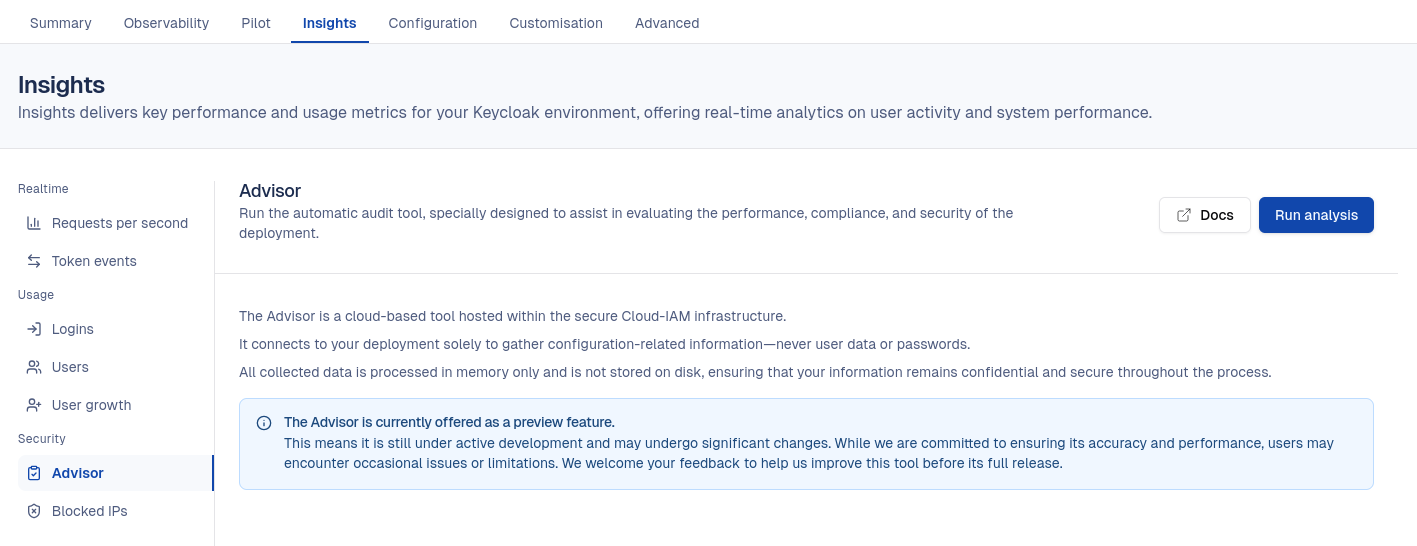 Launch the security analysis