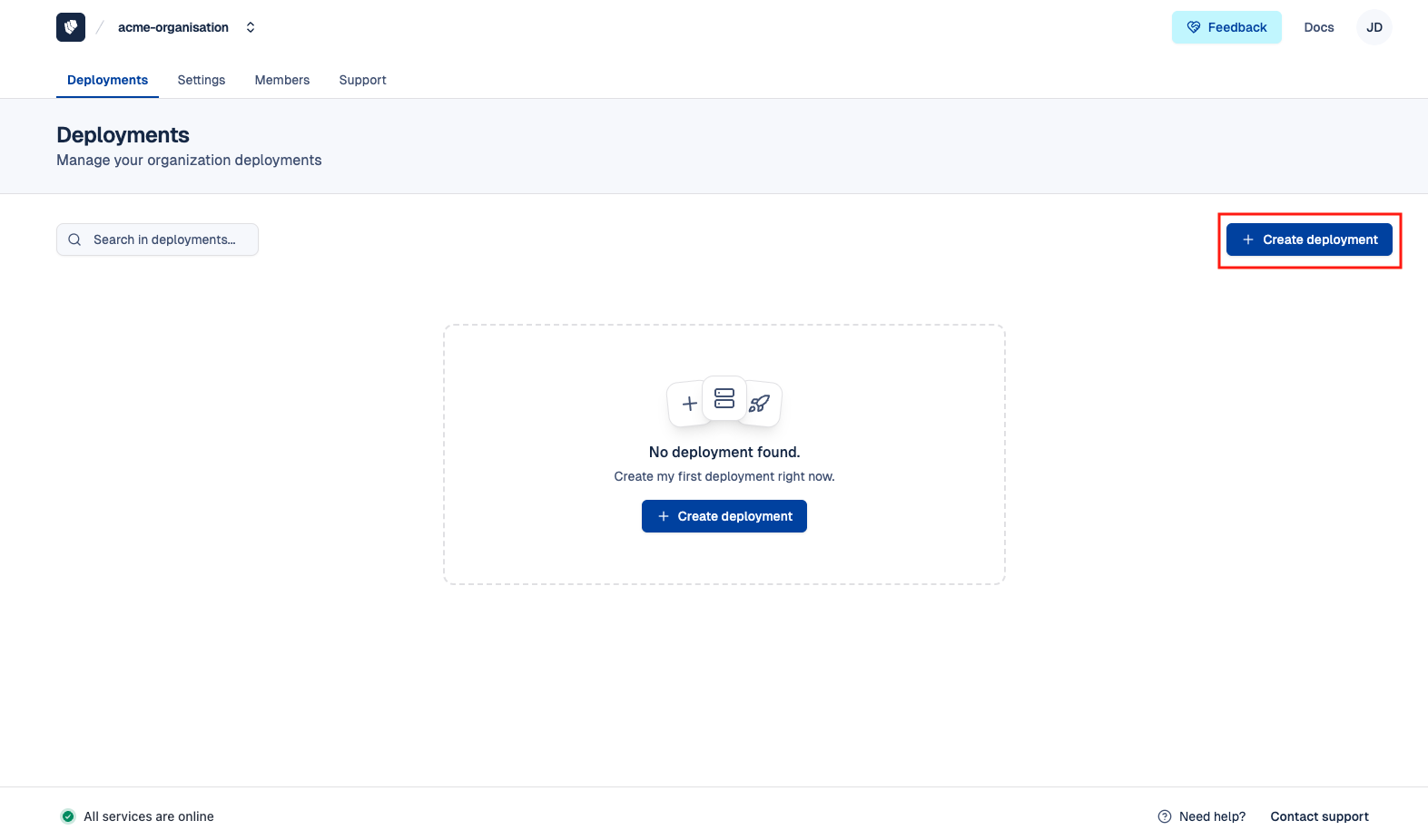Cloud-IAM console - Create deployment