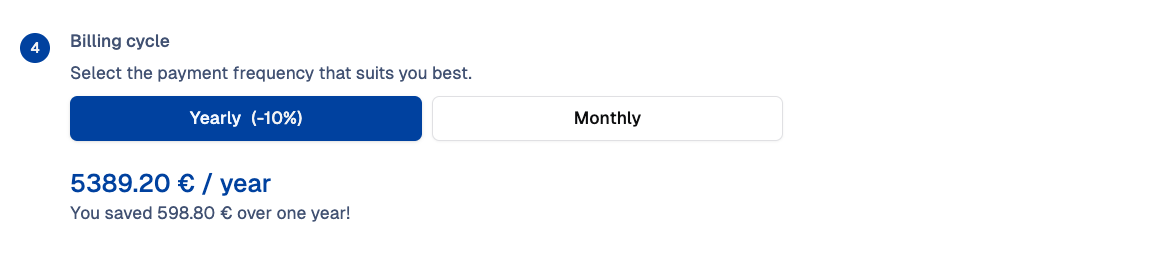 Configuration page – Choose your billing granularity