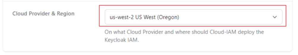 Choose your Cloud Provider and the region - Configuration Page