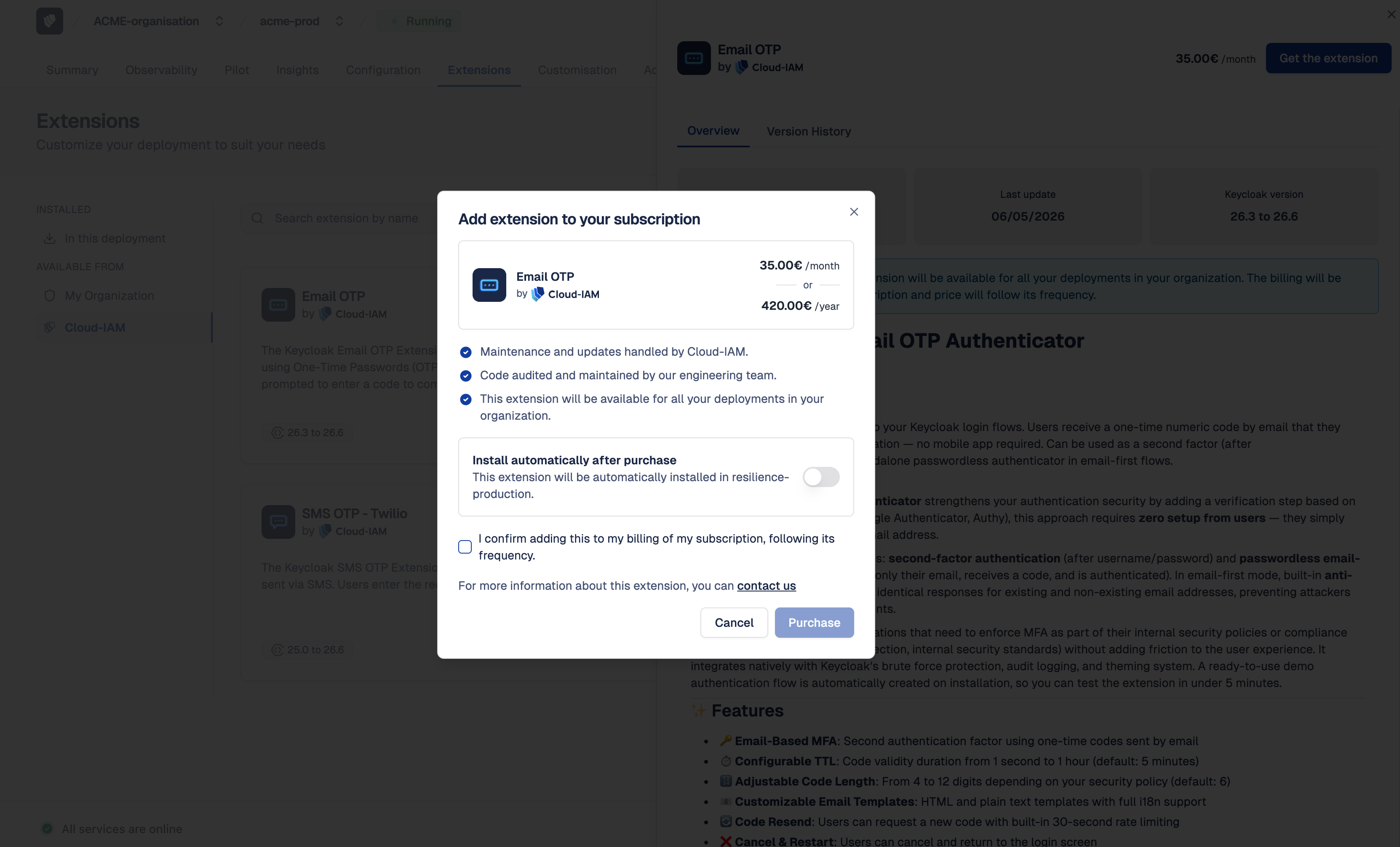 Cloud-IAM Console - Install Cloud-IAM extension
