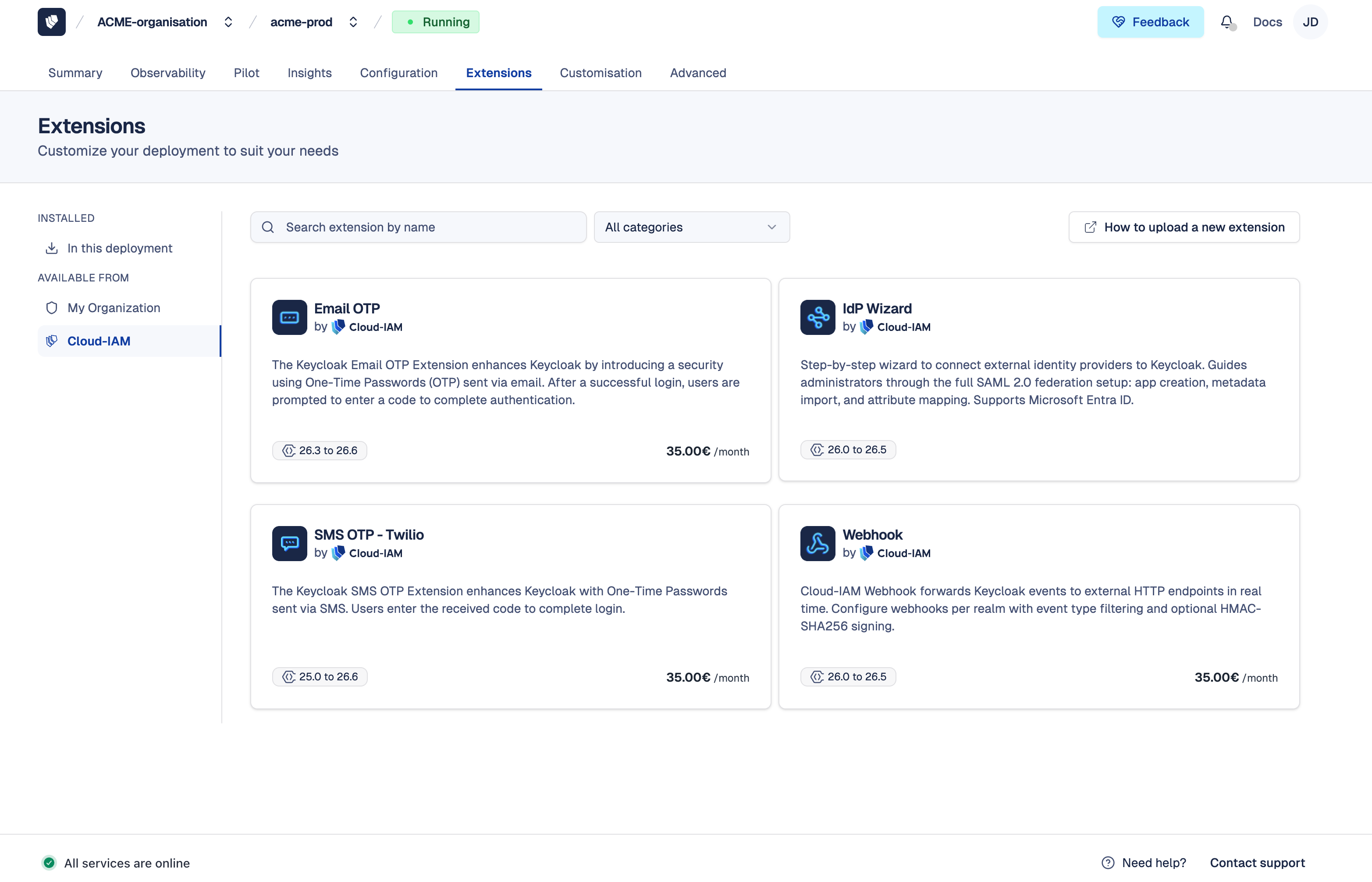 Cloud-IAM Console - Cloud-IAM Extensions Catalog