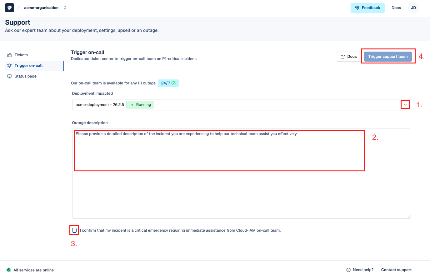 Cloud-IAM Console - Complete the on-call request form