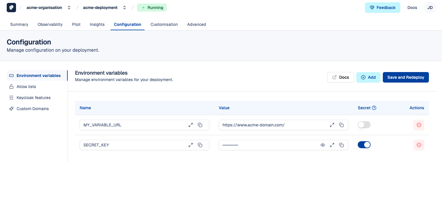 Cloud-IAM console - Deployment - Configuration