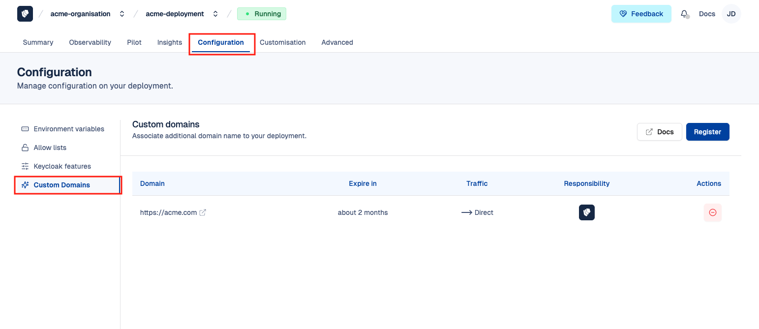 Cloud-IAM Console - Custom domains