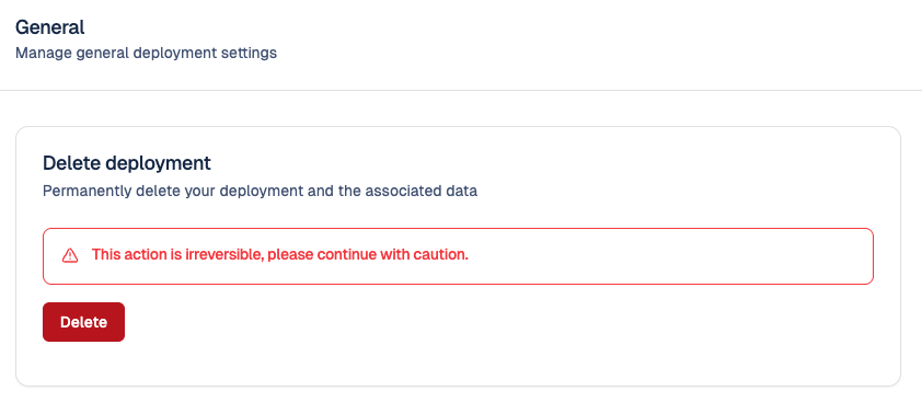 Cloud-IAM Console - Delete deployment
