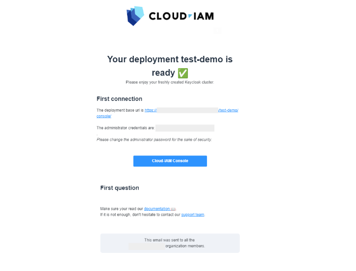Confirmation email - From Cloud-IAM