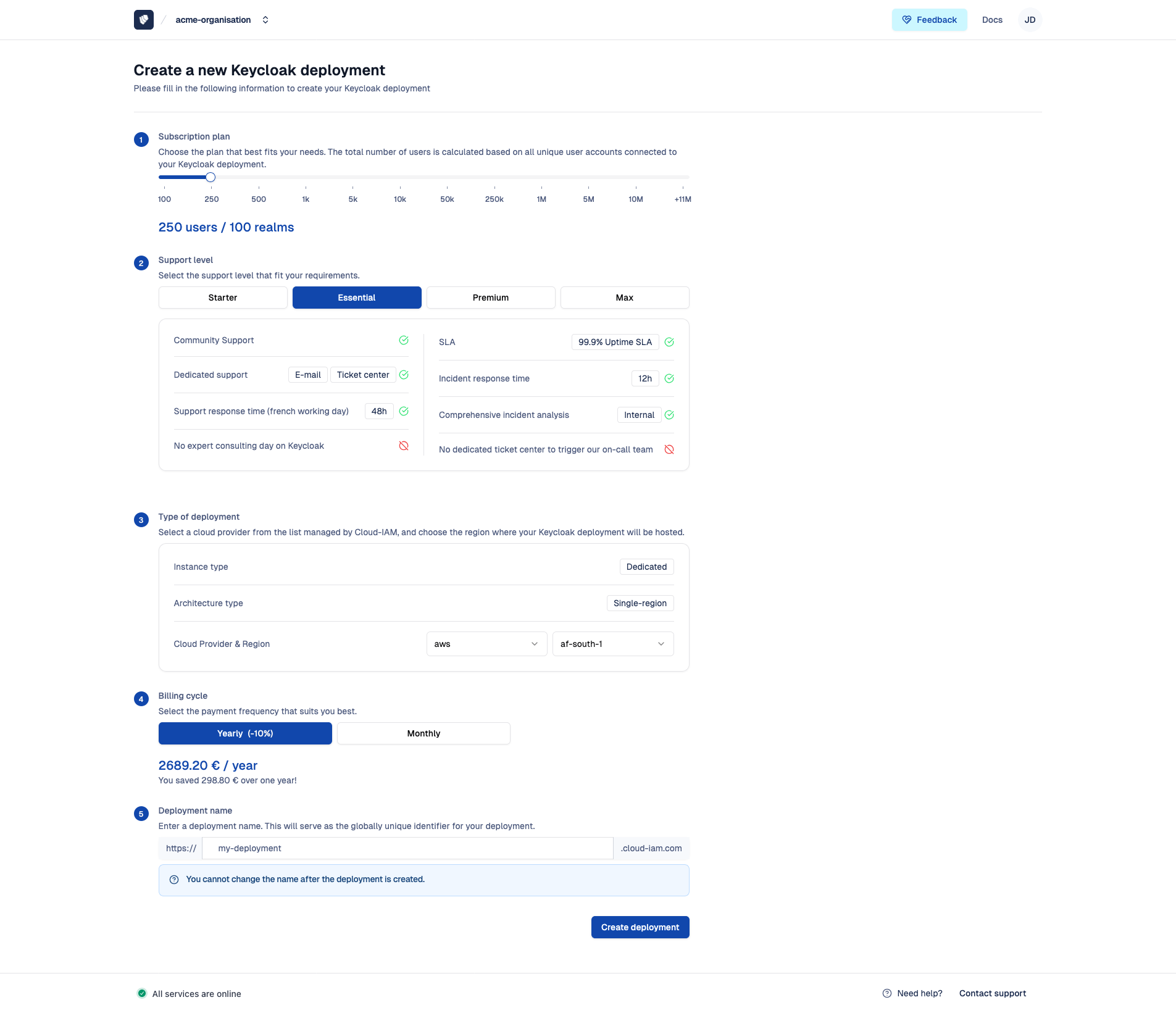 Cloud-IAM console - Creation & Configuration page Keycloak
