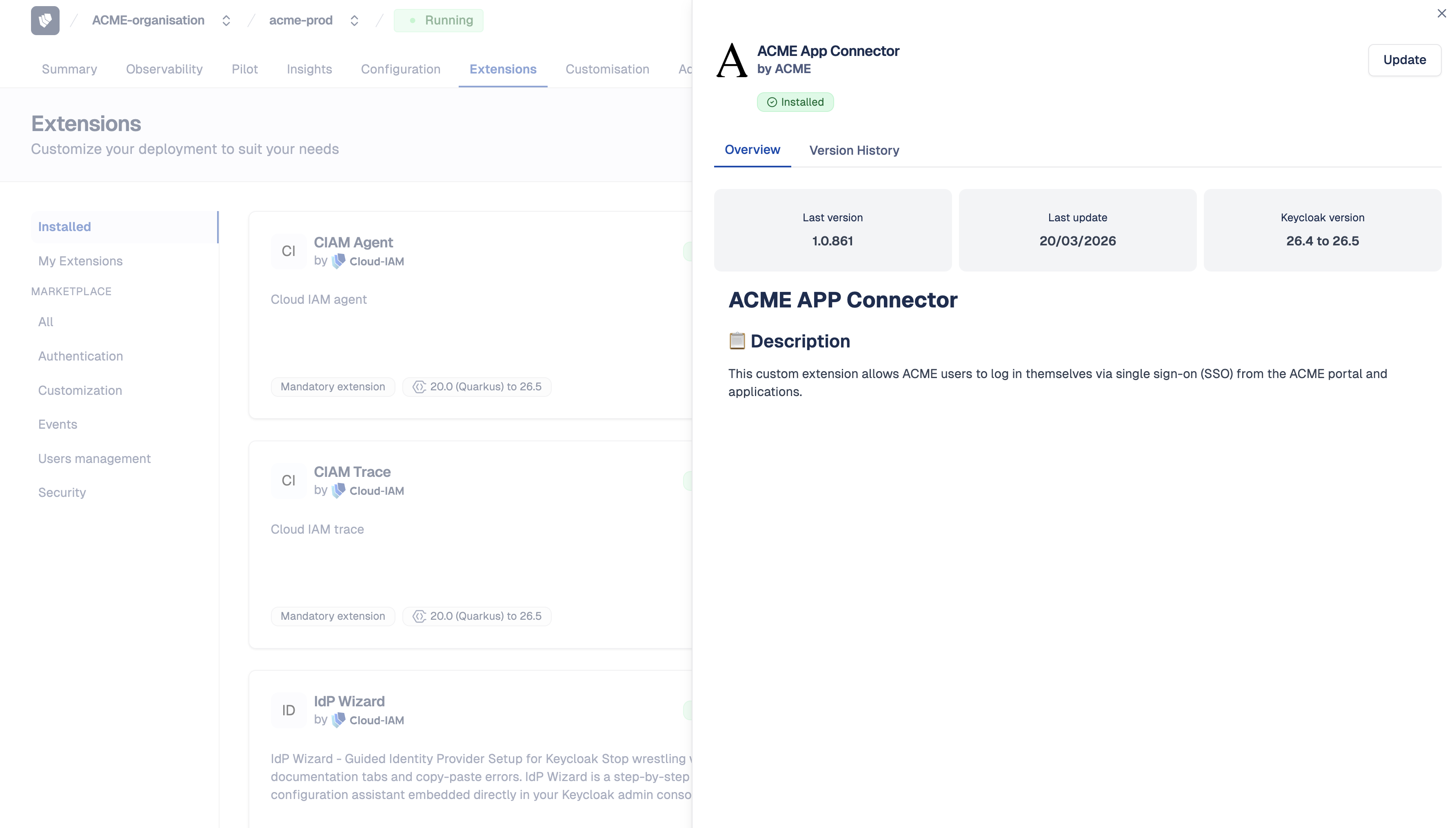 Cloud-IAM Console - Update extension