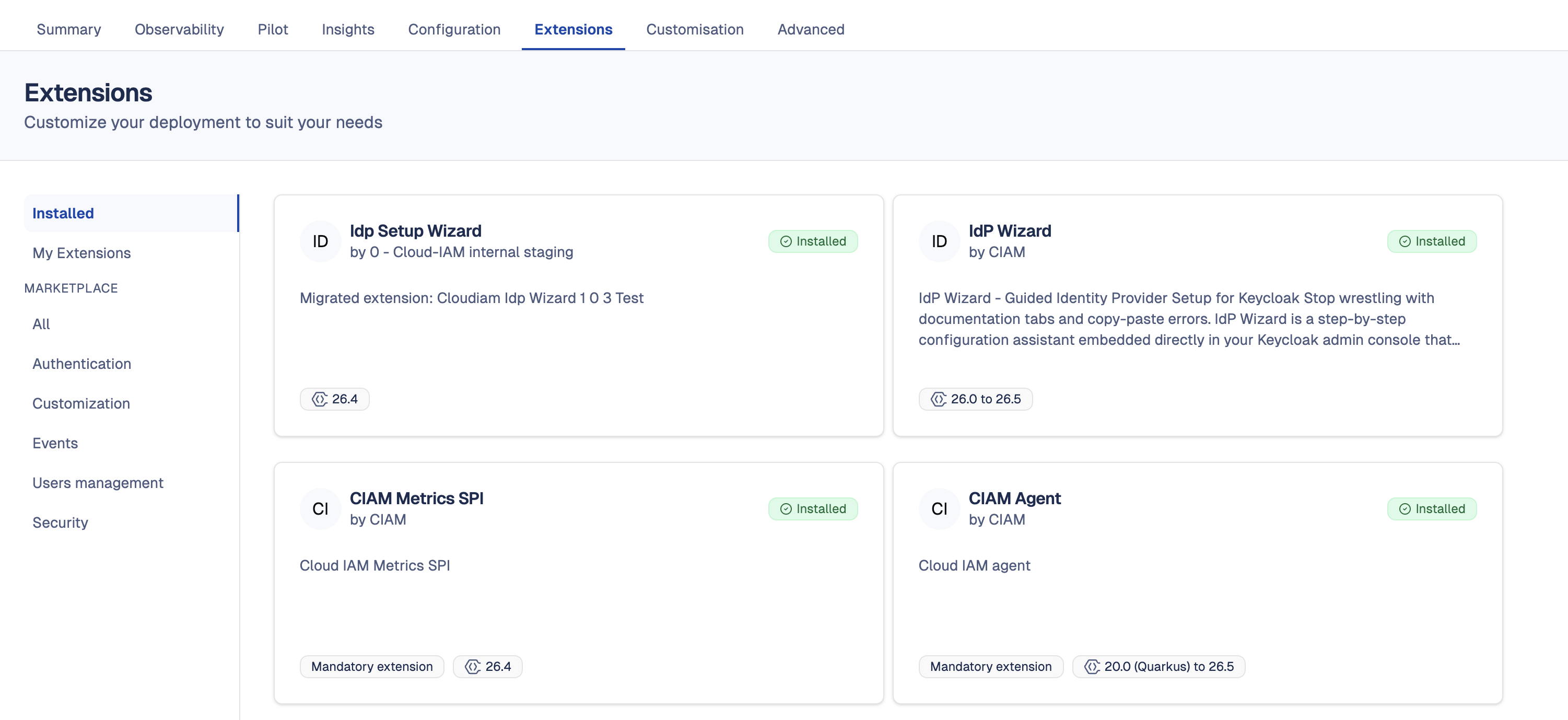 Deployment extensions