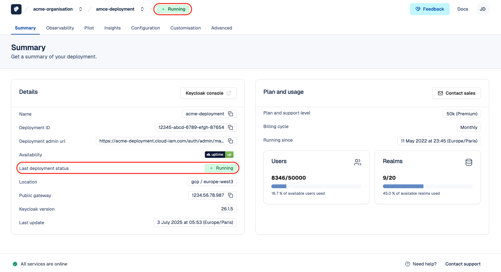 Cloud-IAM Console - Access Deployment Status