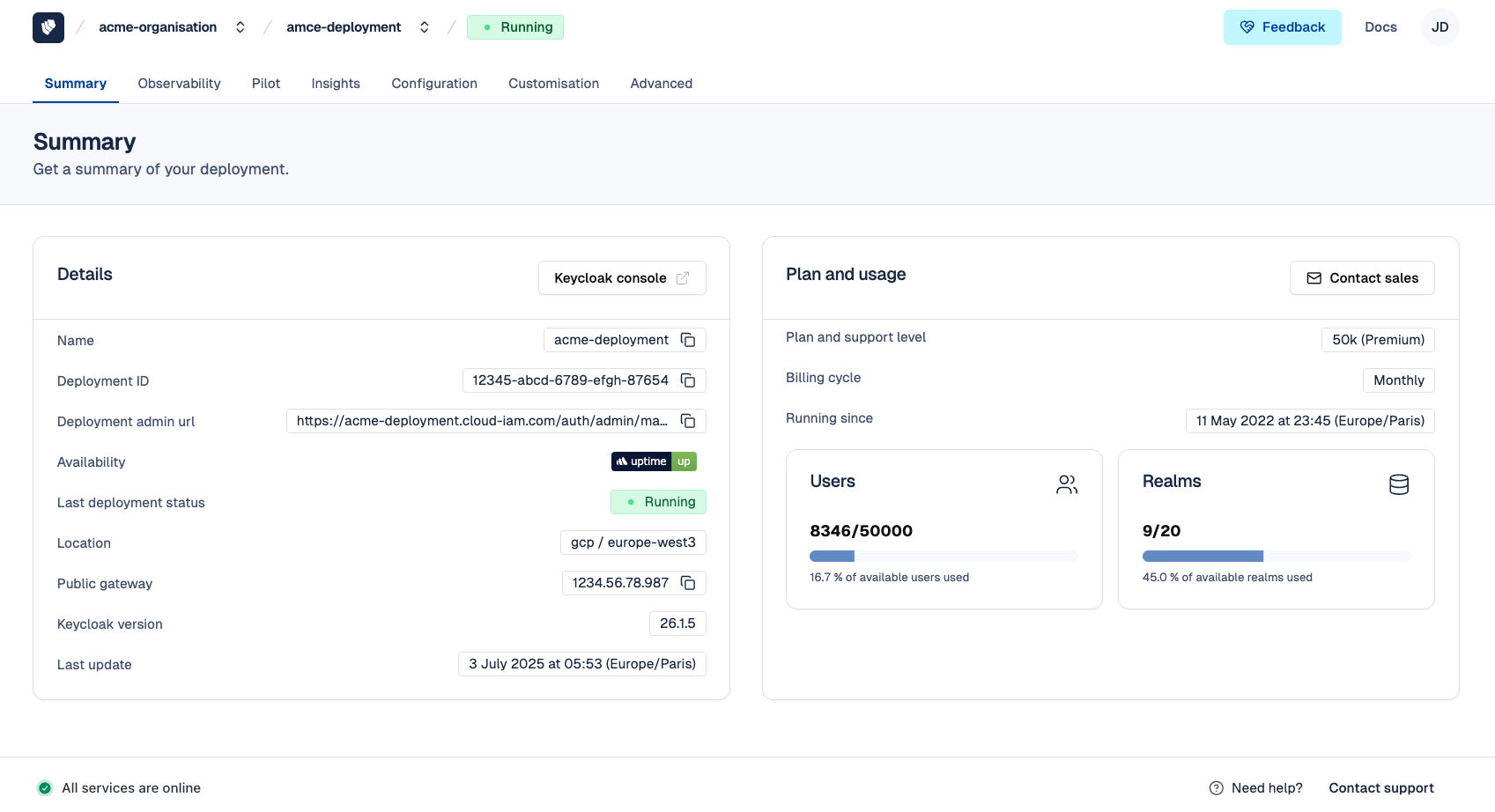 Cloud-IAM console - Deployment - Summary