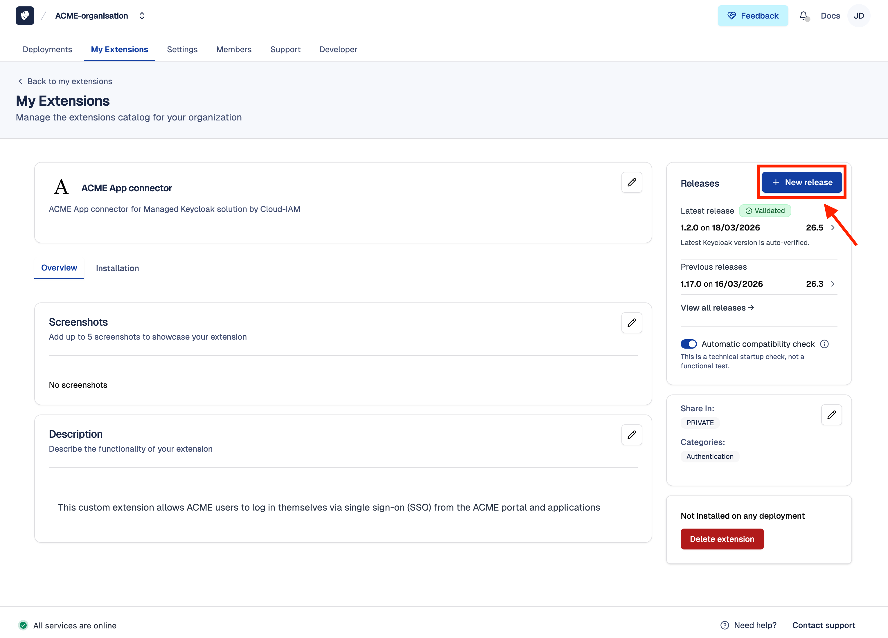 Extension release — Step 1 — Access release form