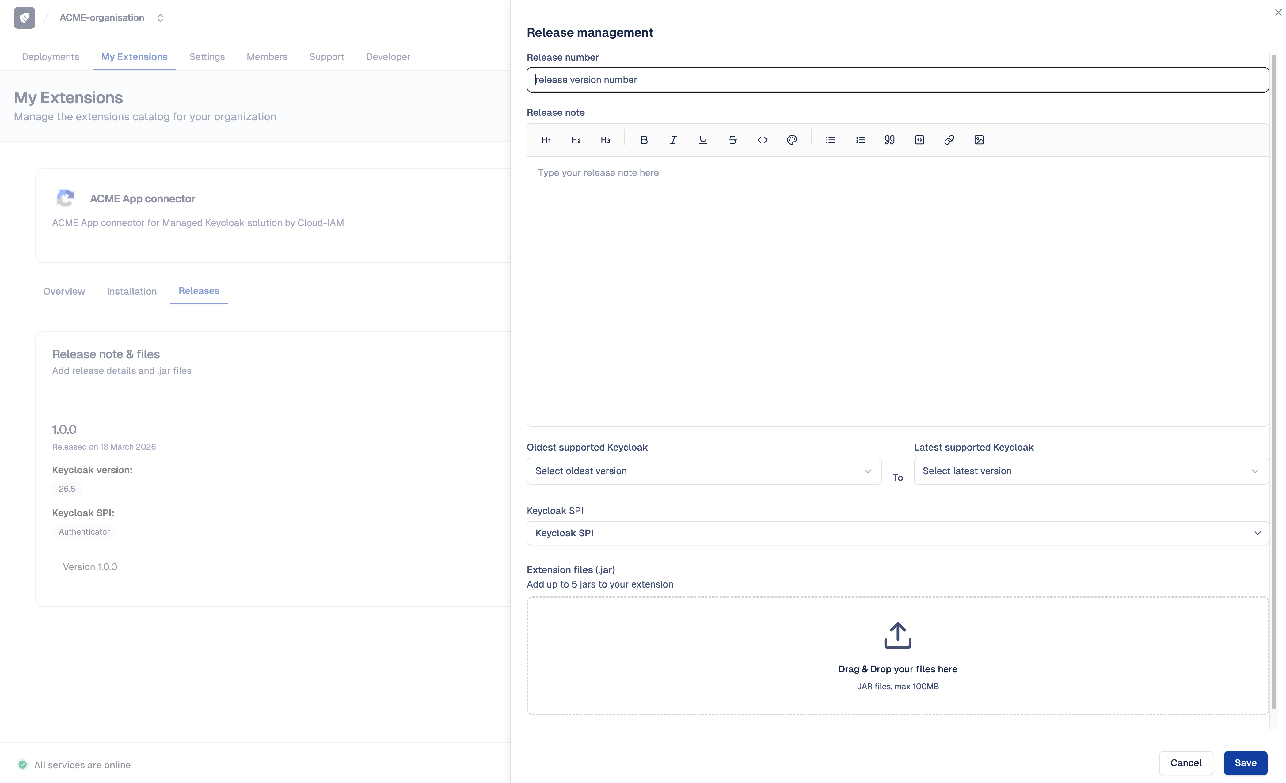 Extension release — Step 2 — Complete and submit your release