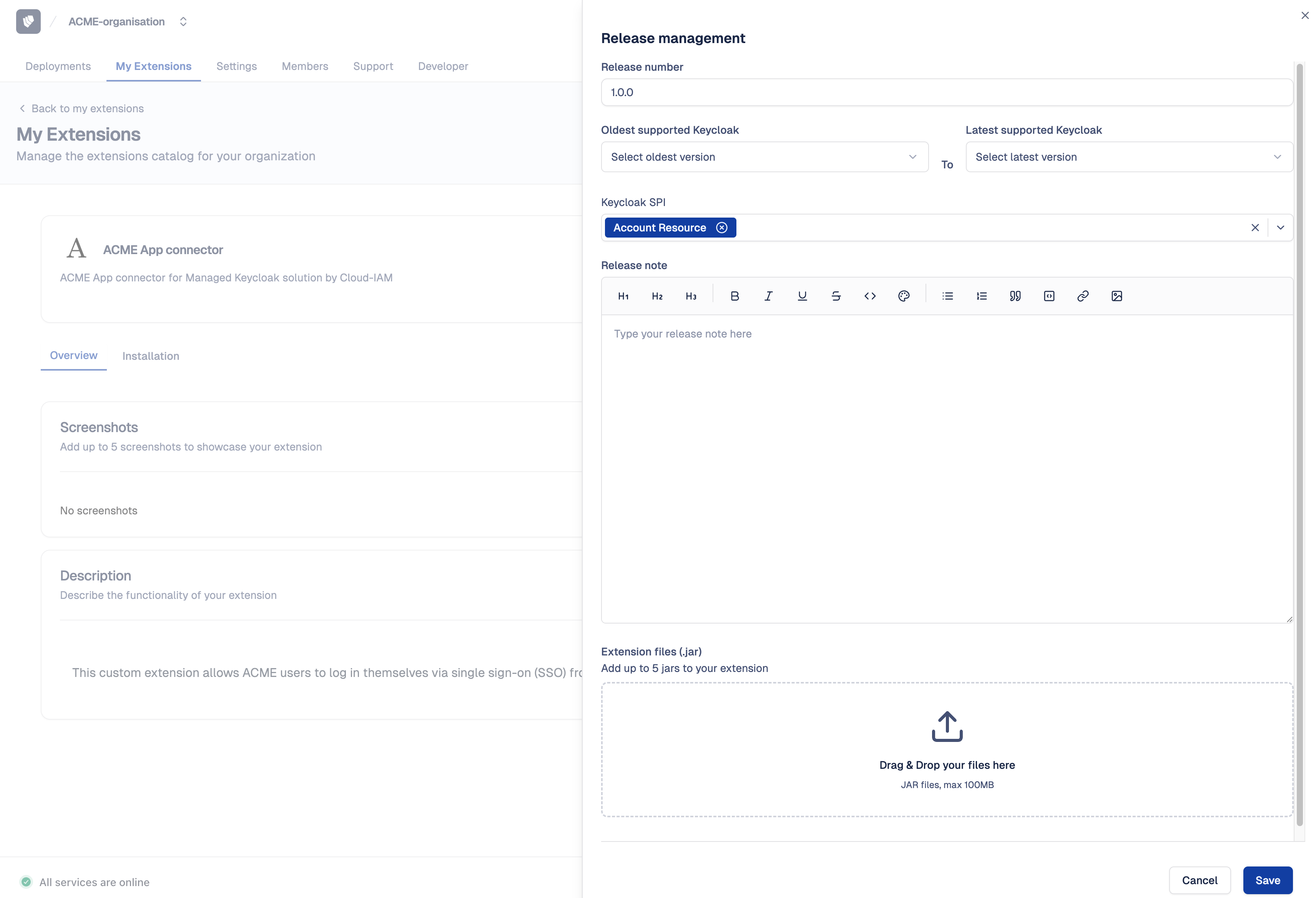 Extension release — Step 2 — Complete and submit your release