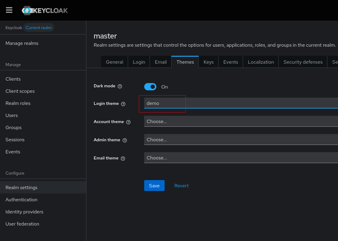 Install the theme for a realm