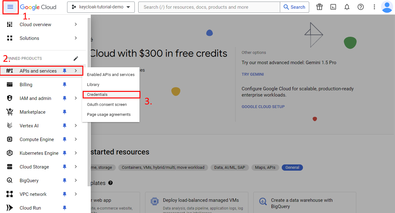 Google Cloud Console - Configure client ID and client secret - Step 1