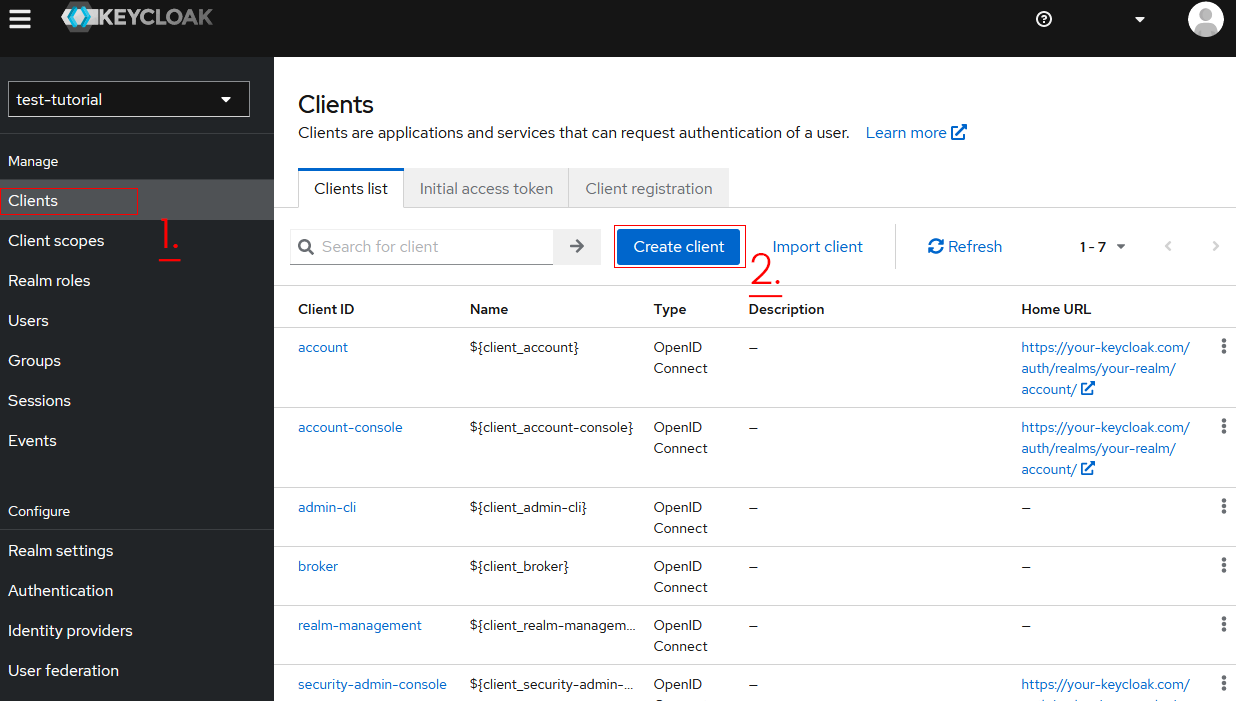 [Keycloak Console] - Create a new client