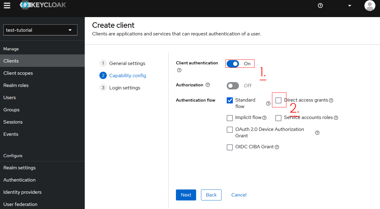 [Keycloak Console] - Configure your new client