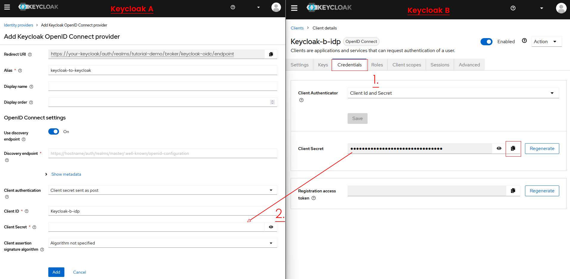 [Keycloak console] - Configure your Identity Provider