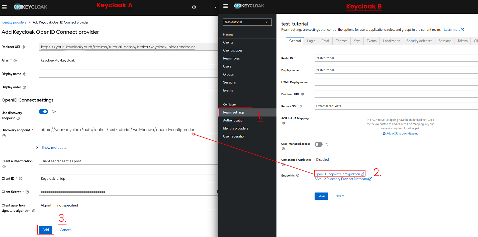 [Keycloak console] - Configure endpoint