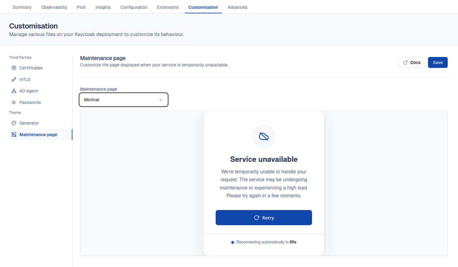 Cloud-IAM Console - Maintenance page feature