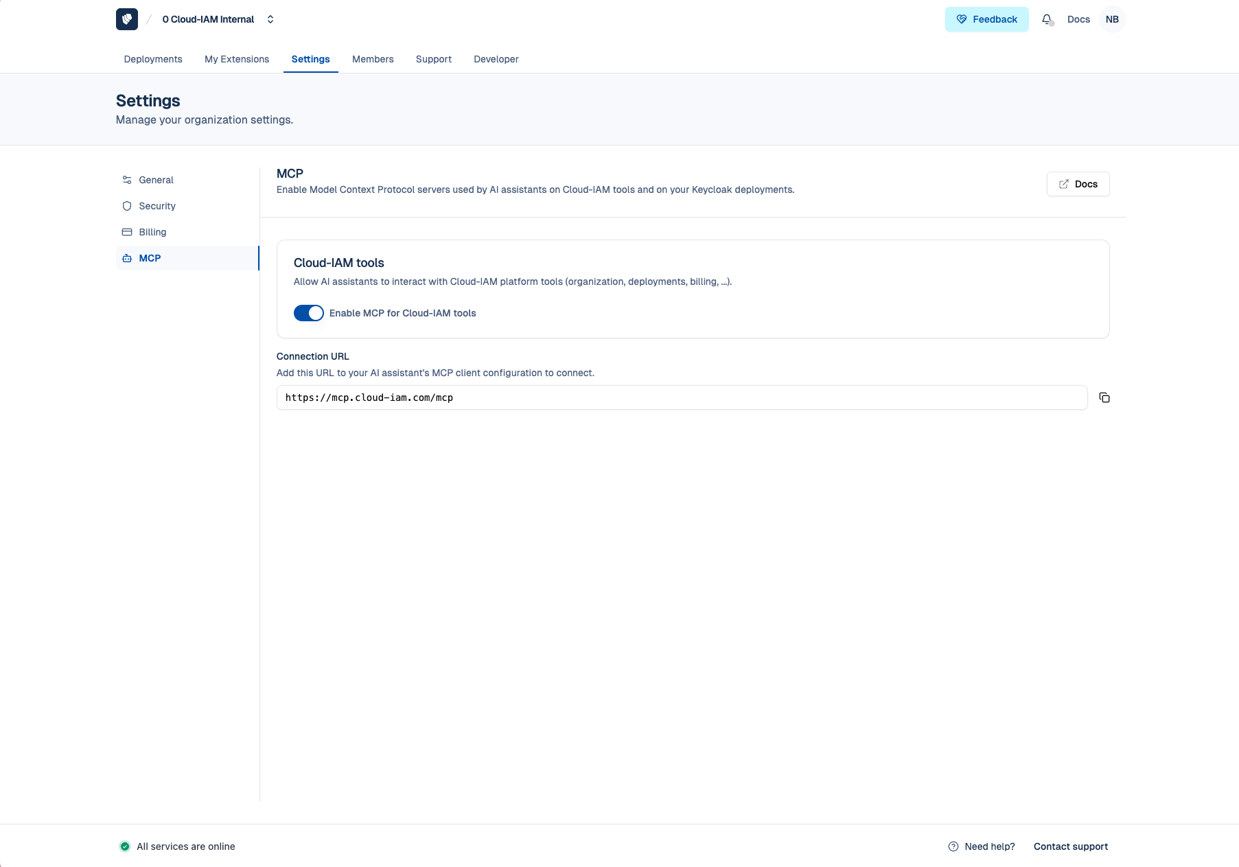 Cloud-IAM Console - MCP preferences