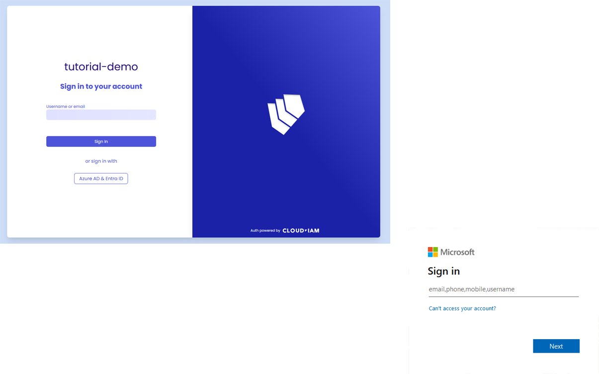 Keycloak login screen - Microsoft Entra ID / Azure AD