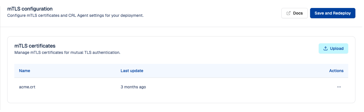 mTLS certificates and CRL Agent
