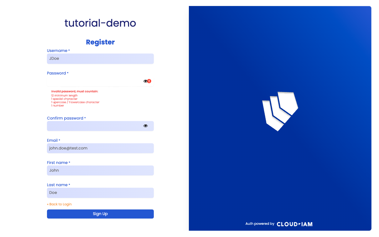[Keycloak register screen] - Account Creation