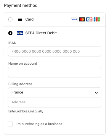 Stripe billing portal - SEPA Direct Debit