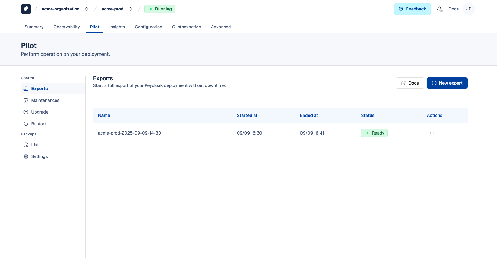 Cloud-IAM console - Deployment - Pilot
