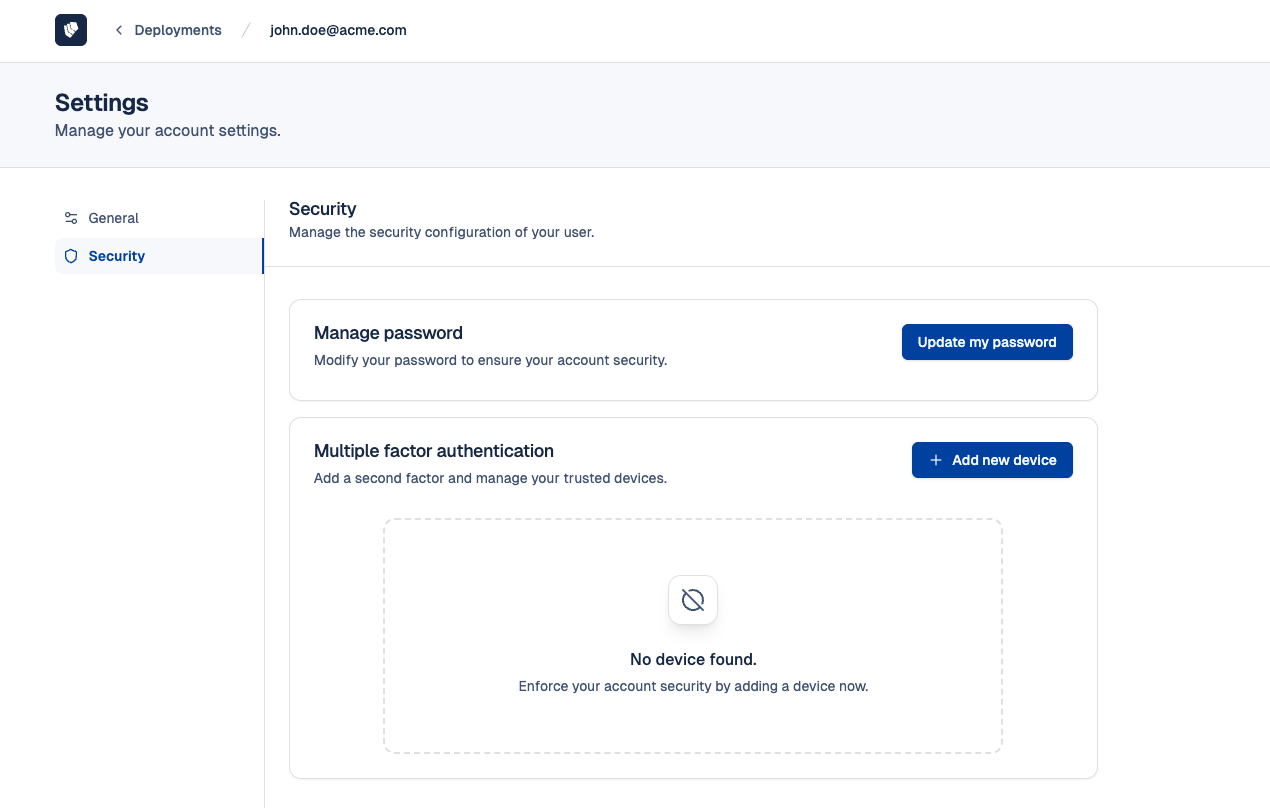 Profile Settings - Page