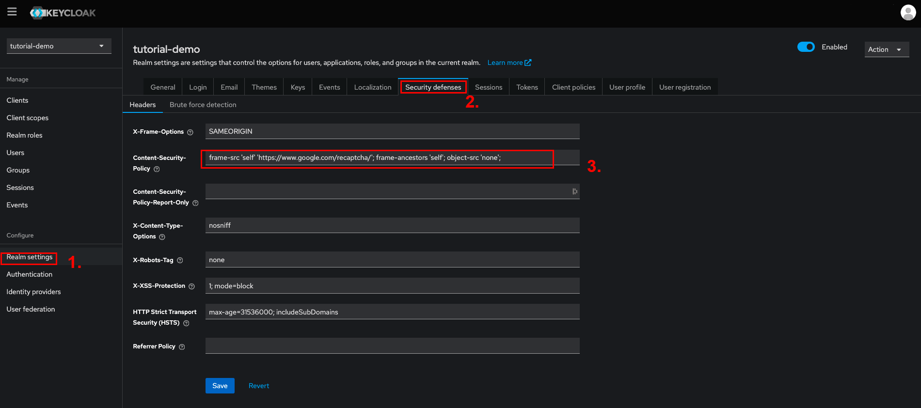 [Keycloak Console] - Add google on content security policy