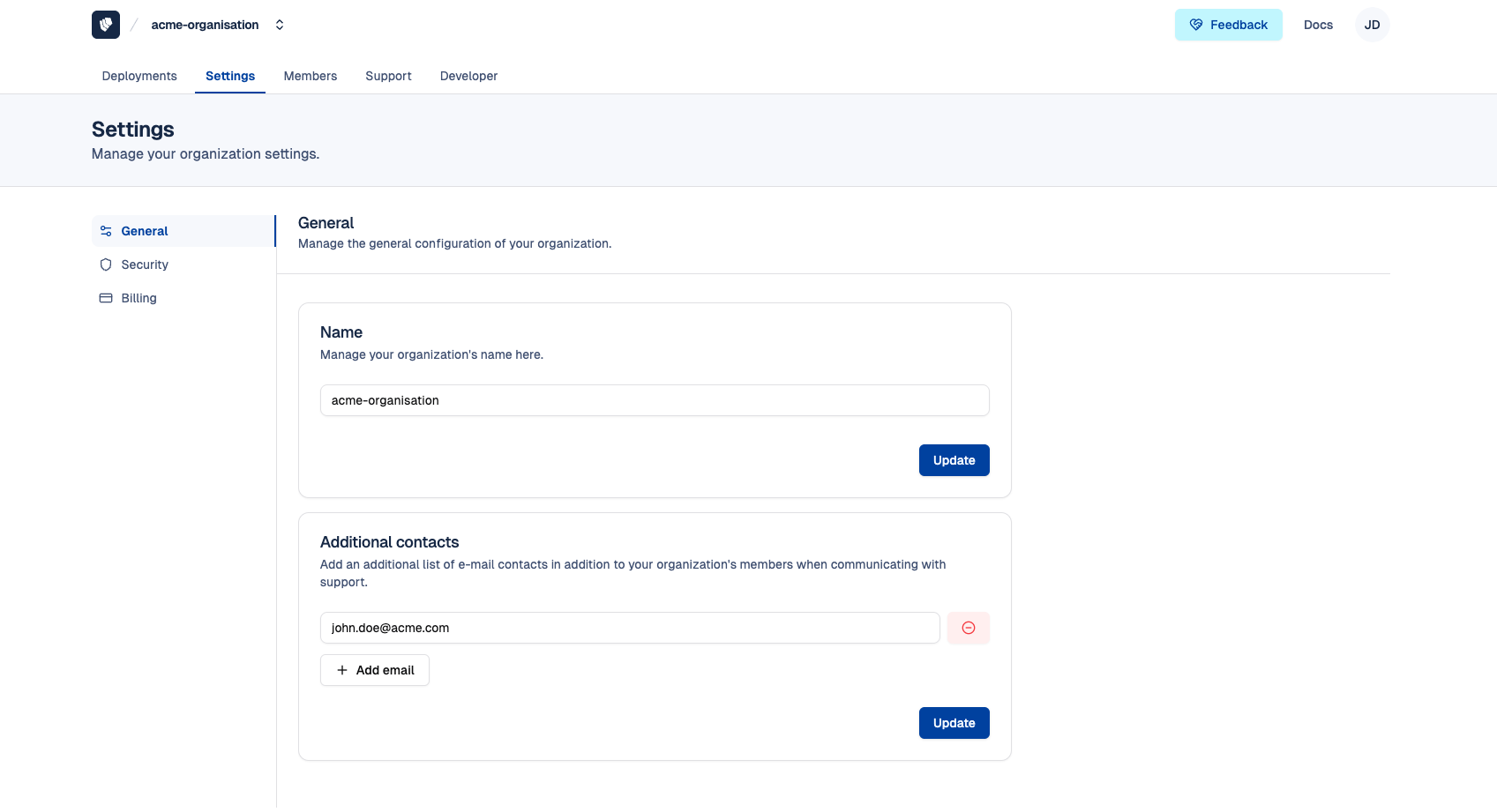 Cloud-IAM console - Settings