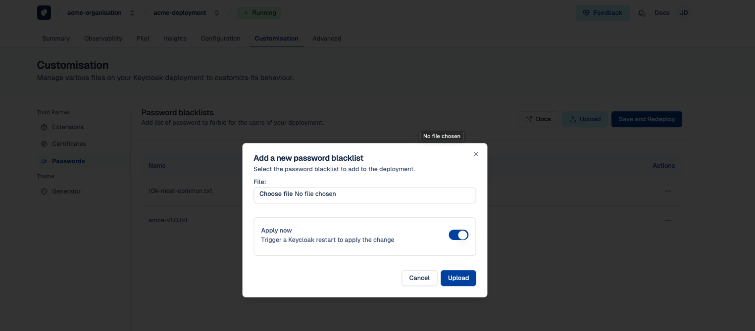 Cloud-IAM Console - Upload Password blacklists