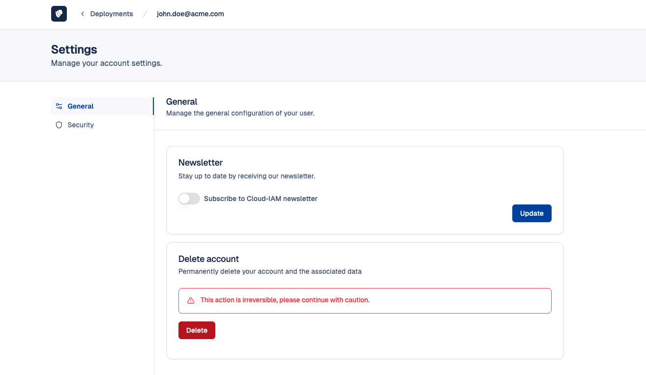Cloud-IAM console - User Profile