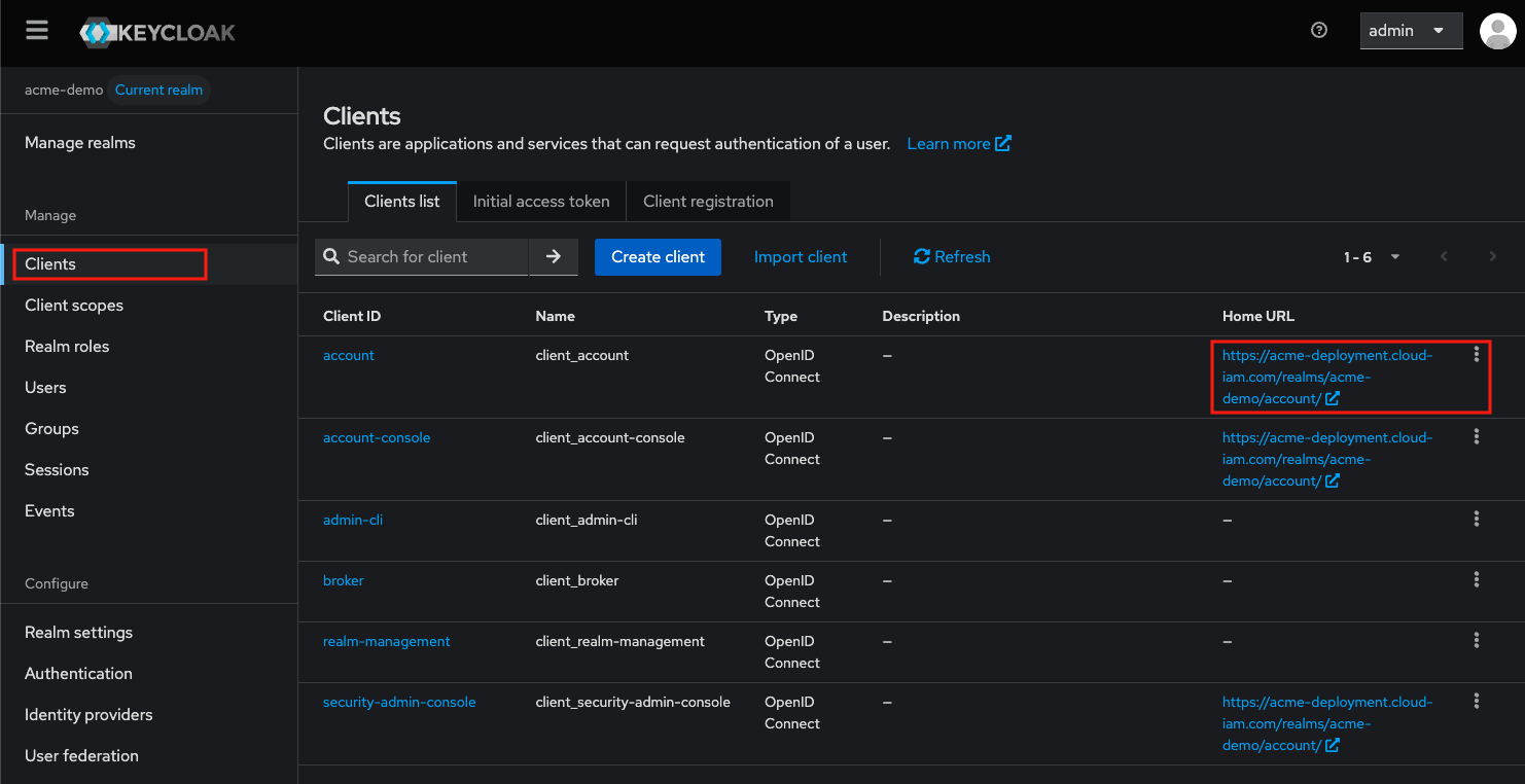 Keycloak admin console - Verify your new login experience